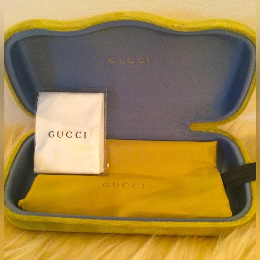Gucci Velvet Sunglasses Case - Yellow & Blue